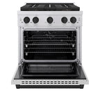 ZLINE 30 in. Dual Fuel Range 4.2 cu. ft. 4 Burner DuoPro™ Cooktop Electric Convection Oven Stainless Steel with Matte Black Accents (PSDRZ-30-MB)