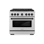 ZLINE 36 in. Dual Fuel Range 5.2 cu. ft. with 6 Burner DuoPro™ Cooktop, Electric Convection Oven, Stainless Steel with Matte Black Accents (PSDRZ-36-MB)