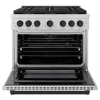 ZLINE 36 in. Dual Fuel Range 5.2 cu. ft. with 6 Burner DuoPro™ Cooktop, Electric Convection Oven, Stainless Steel with Matte Black Accents (PSDRZ-36-MB)