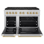 ZLINE 48 in. Paramount Dual Fuel Range 6.7 cu. ft. with 8 Burner DuoPro™ Cooktop, Dual Ovens, Stainless Steel with Polished Gold Accents (PSDRZ-48-G)