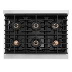 ZLINE 36 in. Dual Fuel Range 5.2 cu. ft. Paramount Series with 6 Burner DuoPro™ Gas Cooktop, Electric Convection Oven, Black Matte Door & Polished Gold Accents (PSDRZ-BLM-36-G)