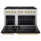 ZLINE 48 in. Paramount Autograph Dual Fuel Range 6.7 cu. ft. 8 Burner DuoPro™ Cooktop Dual Ovens Black Matte Doors Champagne Bronze Accents (PSDRZ-BLM-48-CB)