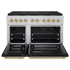 ZLINE 48 in. Dual Fuel Range 6.7 cu. ft. with 8 Burner DuoPro™ Cooktop, Dual Ovens, Black Matte Doors, Polished Gold Accents (PSDRZ-BLM-48-G)