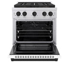 ZLINE 30 in. Dual Fuel Range 4.2 cu. ft. 4 Burner DuoPro™ Cooktop Electric Convection Oven Stainless Steel White Matte Door Matte Black Accents (PSDRZ-WM-30-MB)