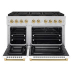 ZLINE 48 in. Dual Fuel Range 6.7 cu. ft. 8 Burner DuoPro™ Cooktop Dual Ovens White Matte Doors Champagne Bronze Accents (PSDRZ-WM-48-CB)
