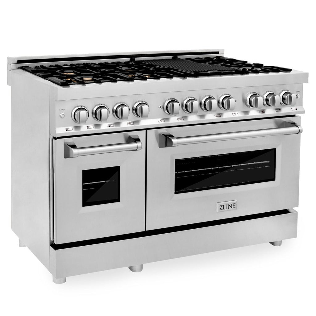 ZLINE 48-Inch Professional Gas Range with Electric Oven, Stainless Steel, Brass Burners (RA-BR-48)