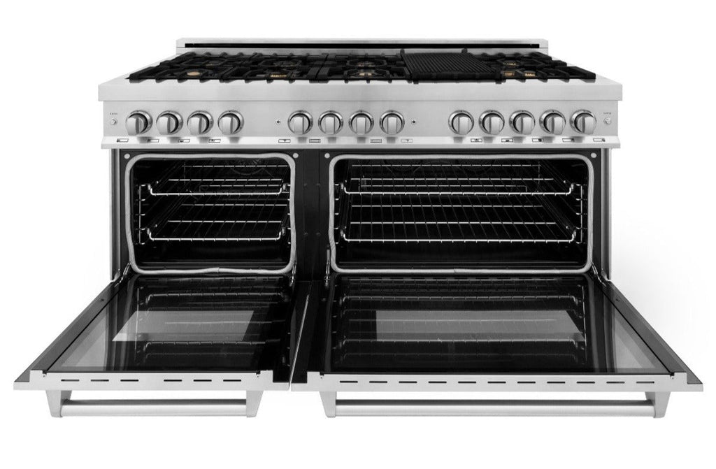 ZLINE 60 in. Professional Gas Range with Brass Burners and 7.6 cu. ft. Electric Oven in Stainless Steel (RA-BR-60)