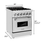 ZLINE 24 in. Dual Fuel Range with Gas Burners and Electric Oven in Stainless Steel with Brass Burners (RA-BR-24)