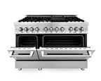 ZLINE Appliance Package - 48 in. Dual Fuel Range, Range Hood, 3 Rack Dishwasher, Refrigerator, 4KPR-RARH48-DWV