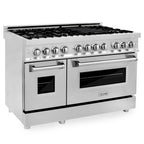 ZLINE 48-Inch Professional Dual Fuel Range with Gas Cooktop and Electric Convection Oven in Stainless Steel (RA48)