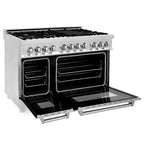 ZLINE 48-Inch Professional Dual Fuel Range with Gas Cooktop and Electric Convection Oven in Stainless Steel (RA48)