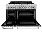 ZLINE 48 in. Kitchen Appliance Package with Satin Stainless Dual Fuel Range, Ducted Vent Range Hood and Tall Tub Dishwasher, 3KP-RASRH48-DWV