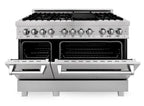 ZLINE 48 in. Kitchen Appliance Package with Satin Stainless Dual Fuel Range, Ducted Vent Range Hood and Tall Tub Dishwasher, 3KP-RASRH48-DWV