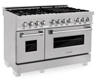 ZLINE Appliance Package - 48" Dual Fuel Range and Convertible Vent Range Hood in Satin Stainless Steel , 2KP-RASSNRH48