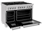 ZLINE 48 in. Kitchen Appliance Package with Satin Stainless Dual Fuel Range, Ducted Vent Range Hood and Tall Tub Dishwasher, 3KP-RASRH48-DWV