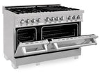 ZLINE 48 in. Kitchen Appliance Package with Satin Stainless Dual Fuel Range, Ducted Vent Range Hood and Tall Tub Dishwasher, 3KP-RASRH48-DWV