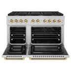 ZLINE 48 in. Dual Fuel Range – 6.7 cu. ft. Double Oven, 8 Burner Gas Cooktop, Stainless Steel with Polished Gold Helix Handles (SDRZ-48-KG)