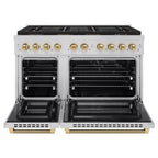ZLINE 48 in. Dual Fuel Range 6.7 cu. ft. 8 Burner DuoPro™ Cooktop Dual Ovens Champagne Bronze Handles Stainless Steel (PSDRZ-48-KCB)