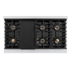 ZLINE 48 in. Dual Fuel Range 6.7 cu. ft. 8 Burner DuoPro™ Cooktop Dual Ovens Champagne Bronze Handles Stainless Steel (PSDRZ-48-KCB)