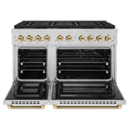 ZLINE 48 in. Dual Fuel Range 6.7 cu. ft. 8 Burner DuoPro™ Cooktop Dual Ovens Stainless Steel Polished Gold Helix Handles (PSDRZ-48-KG)