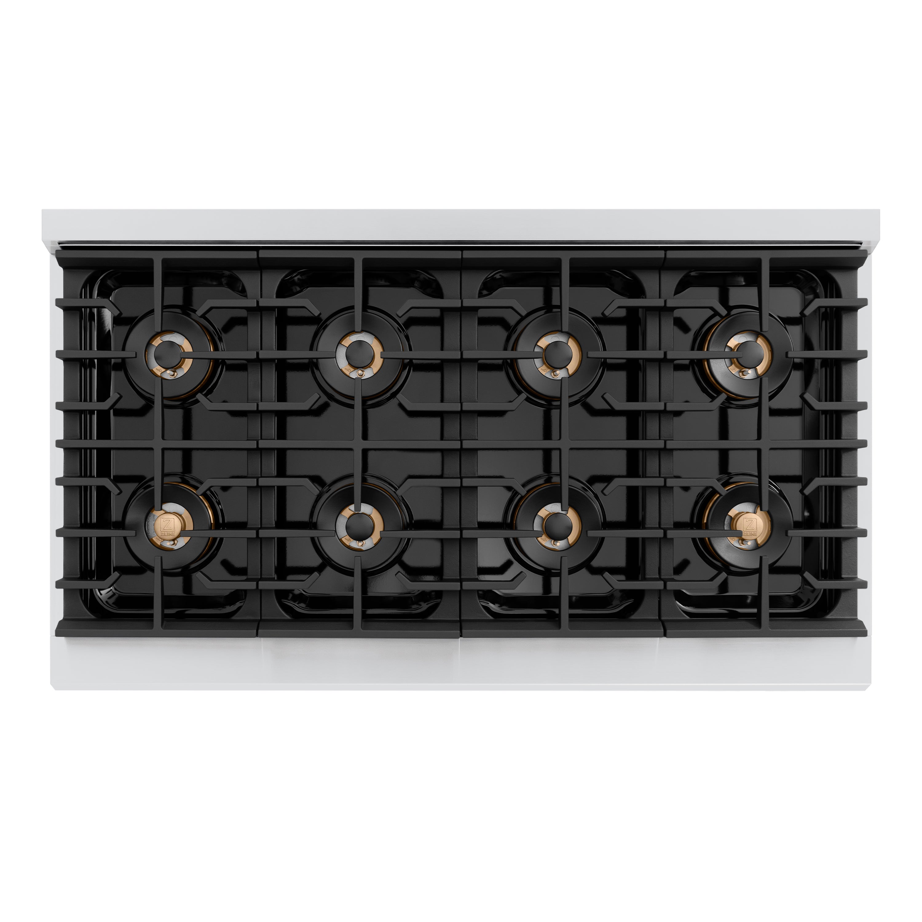 ZLINE 48 in. Dual Fuel Range 6.7 cu. ft. 8 Burner DuoPro™ Cooktop Dual Ovens Stainless Steel Polished Gold Helix Handles (PSDRZ-48-KG)