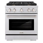 ZLINE Paramount 30 in. Dual Fuel Range with 4 Brass Burners and 4.2 cu. ft. Electric Convection Oven in Stainless Steel, Model SDR-BR-30