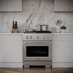 ZLINE Paramount 30 in. Dual Fuel Range with 4 Brass Burners and 4.2 cu. ft. Electric Convection Oven in Stainless Steel, Model SDR-BR-30