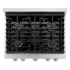 ZLINE Paramount 30 in. Dual Fuel Range with 4 Brass Burners and 4.2 cu. ft. Electric Convection Oven in Stainless Steel, Model SDR-BR-30