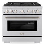 ZLINE Paramount 36 in. Dual Fuel Range with 6 Brass Burners and 5.2 cu. ft. Electric Convection Oven, Stainless Steel (SDR-BR-36)