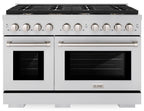 ZLINE SDR-BR-48 Paramount 48 in. Dual Fuel Range with Double Oven, 8 Brass Burners, 6.7 cu. ft., Stainless Steel (SDR-BR-48)