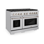 ZLINE SDR-BR-48 Paramount 48 in. Dual Fuel Range with Double Oven, 8 Brass Burners, 6.7 cu. ft., Stainless Steel (SDR-BR-48)