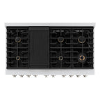ZLINE SDR-BR-48 Paramount 48 in. Dual Fuel Range with Double Oven, 8 Brass Burners, 6.7 cu. ft., Stainless Steel (SDR-BR-48)
