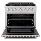 ZLINE Paramount 36 in. Dual Fuel Range, 5.2 cu. ft. Electric Convection Oven, 6 Gas Burners, Stainless Steel (SDR36)