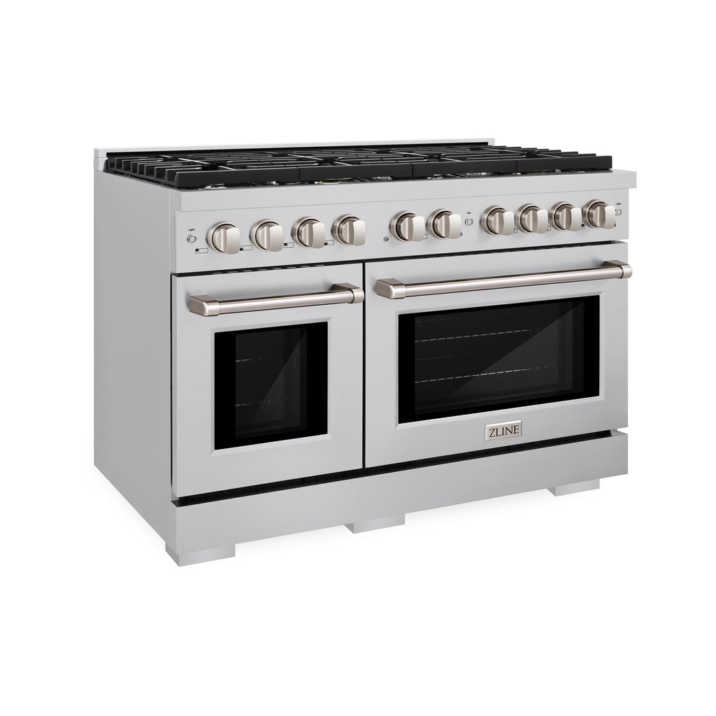 ZLINE 48 in. 6.7 cu. ft. Paramount Double Oven Dual Fuel Range with 8 Gas Burners, Stainless Steel (SDR48)