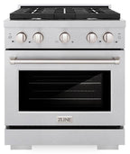 ZLINE Paramount 30 in. Dual Fuel Range with 4 Burner Gas Cooktop and Electric Convection Oven, 4.2 cu. ft., Satin Stainless Steel (SDRS-30)