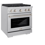 ZLINE Paramount 30 in. Dual Fuel Range with 4 Burner Gas Cooktop and Electric Convection Oven, 4.2 cu. ft., Satin Stainless Steel (SDRS-30)