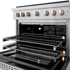 ZLINE Paramount 36" Dual Fuel Range with 6 Brass Burners, Gas Cooktop & Electric Convection Oven, Satin Stainless Steel, 5.2 cu. ft., SDRS-BR-36