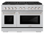 ZLINE 48-Inch Paramount Dual Fuel Range, Double Oven, 8 Gas Burners, 6.7 cu. ft., Satin Stainless Steel (SDRS-48)