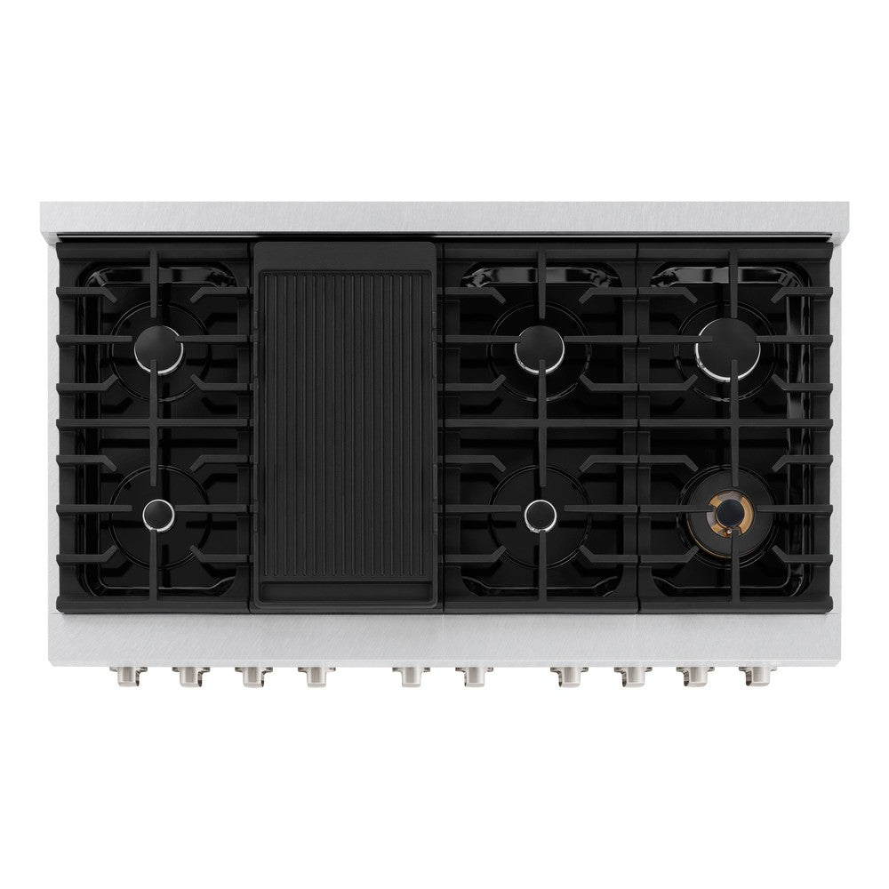 ZLINE 48-Inch Paramount Dual Fuel Range, Double Oven, 8 Gas Burners, 6.7 cu. ft., Satin Stainless Steel (SDRS-48)