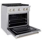 ZLINE Paramount 30 in. Dual Fuel Range, 4.2 cu. ft. Electric Convection Oven, Gas Cooktop with 4 Brass Burners, Satin Stainless Steel (SDRS-BR-30)