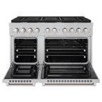 ZLINE Paramount 48 in. Double Oven Dual Fuel Range 6.7 cu. ft. with 8 Brass Burners in Satin Stainless Steel (SDRS-BR-48)
