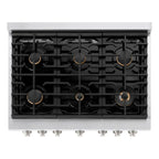 ZLINE Paramount 36 Inch Gas Range with Convection Oven and 6 Brass Burners, Stainless Steel (SGR-BR-36)