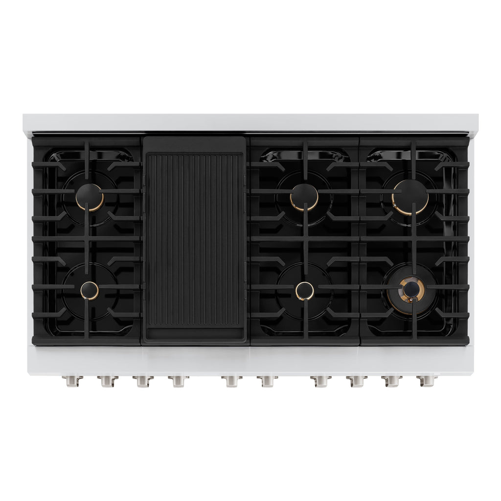 ZLINE Paramount 48 in. Gas Range with Convection Oven, 8 Brass Burners, 6.7 cu. ft. Capacity, Stainless Steel (SGR-BR-48)