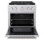 ZLINE Appliance Package - 30" Gas Range, Range Hood, 36" Refrigerator with Water/Ice Dispenser, 24" Microwave Drawer and Dishwasher in Stainless Steel