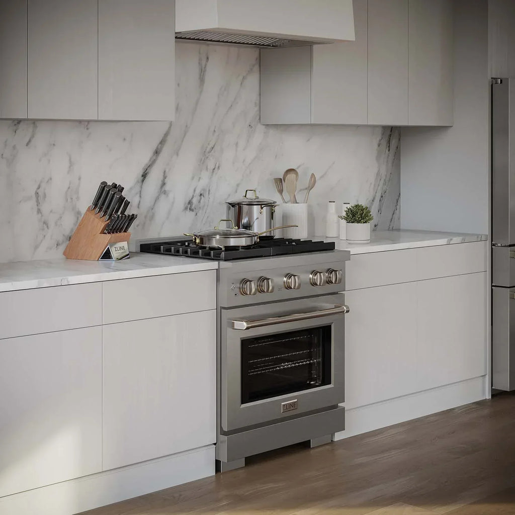 ZLINE Paramount 30 in. Gas Range with Convection Oven and 4 Brass Burners in Stainless Steel (SGR-BR-30)