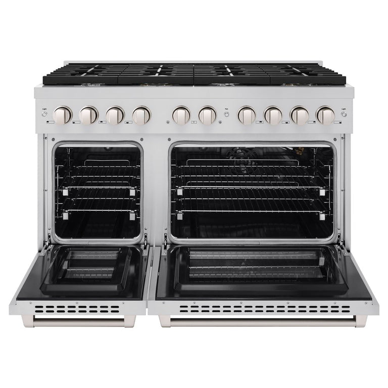 ZLINE Appliance Package - 48" Gas Range, Range Hood, 36" Refrigerator with Ice Maker, 24" Microwave Drawer and Dishwasher in Stainless Steel