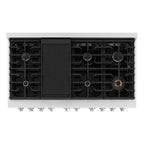 ZLINE Appliance Package - 48" Gas Range, Range Hood, 36" Refrigerator with Water/Ice Dispenser, 24" Microwave Drawer and Dishwasher in Stainless Steel