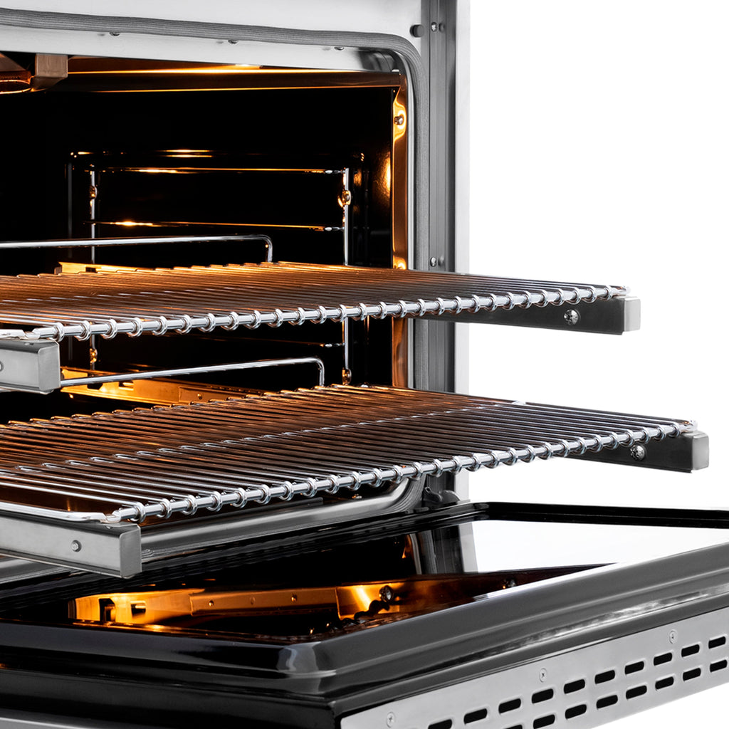 ZLINE 36 in. Gas Range 5.2 cu. ft. 6 Burner Cooktop Convection Oven Stainless Steel Champagne Bronze Helix Handle (SGRZ-36-KCB)