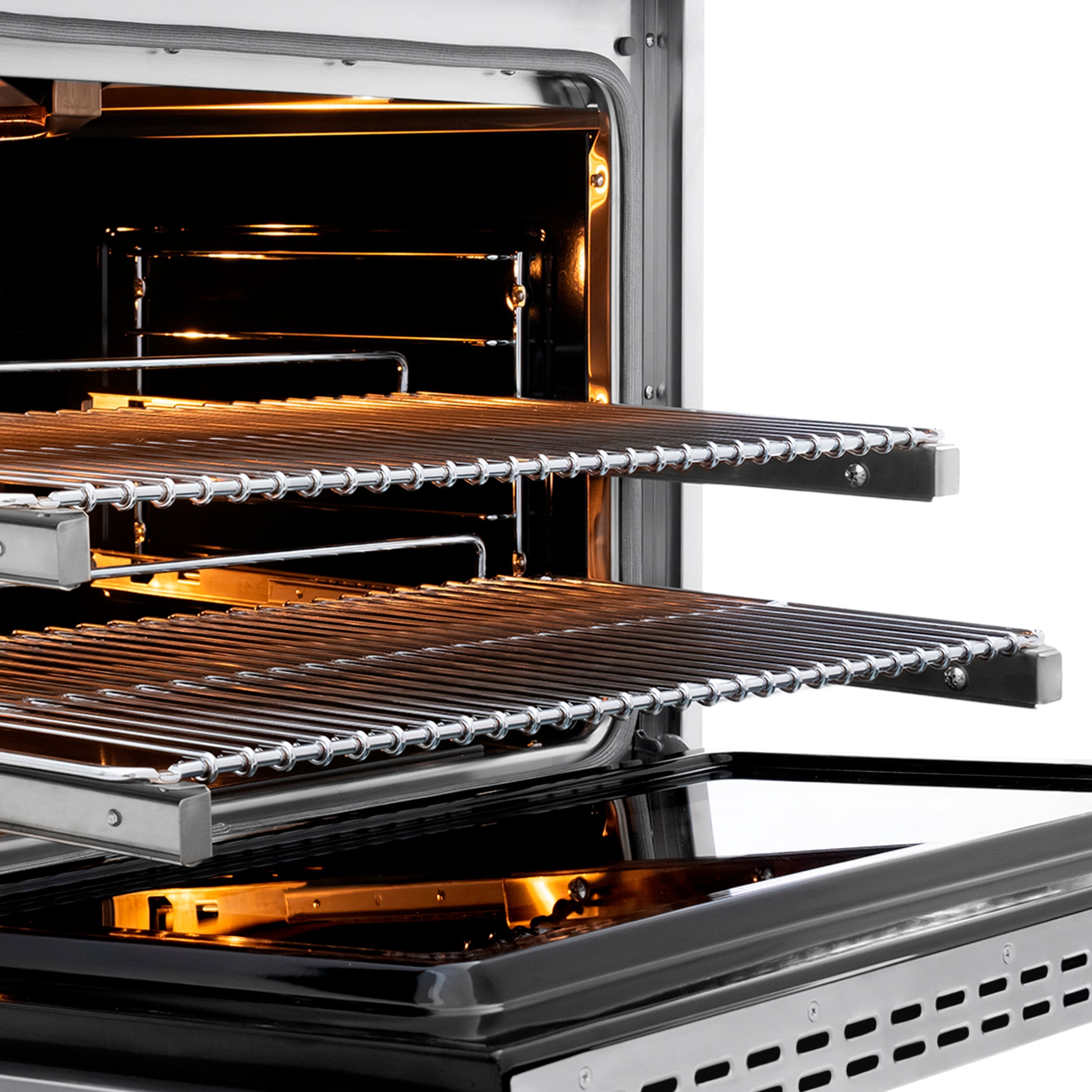 ZLINE 36 in. Gas Range 5.2 cu. ft. 6 Burner Cooktop Convection Oven Stainless Steel Champagne Bronze Helix Handle (SGRZ-36-KCB)