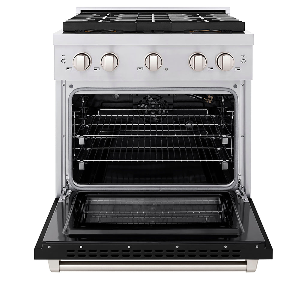 ZLINE 30 in. Gas Range 4.2 cu. ft. Convection Oven, 4 Burner DuoPro™ Cooktop, Black Matte Door (PSGR-BLM-30)